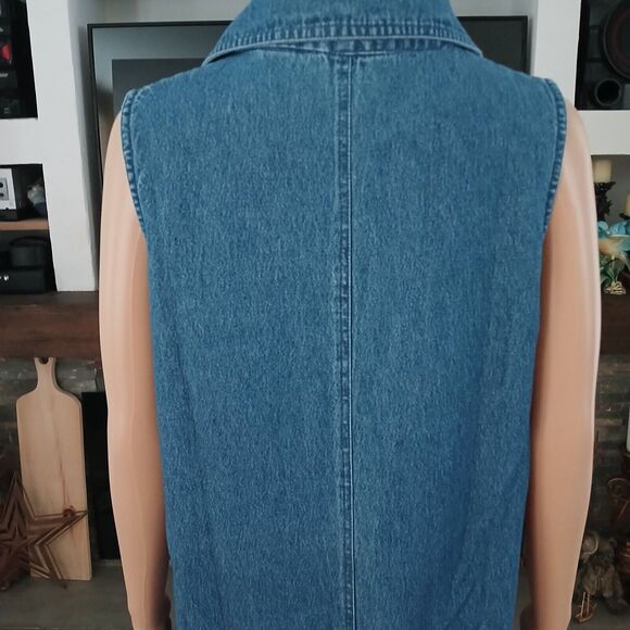 Women's Large Denim Dress Cotton Embroidered Lightweight Summer Spring Beachy - Picture 8 of 11